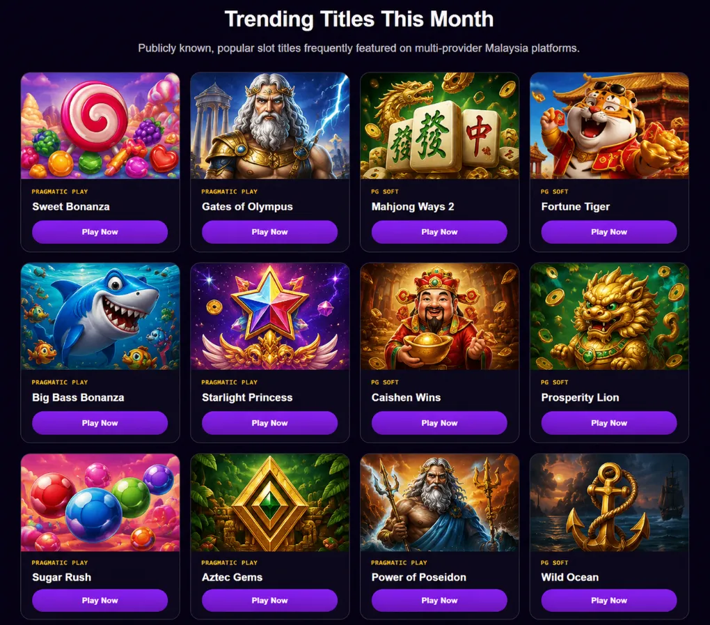 Illustrated online casino game library showing a selection of slot-style titles